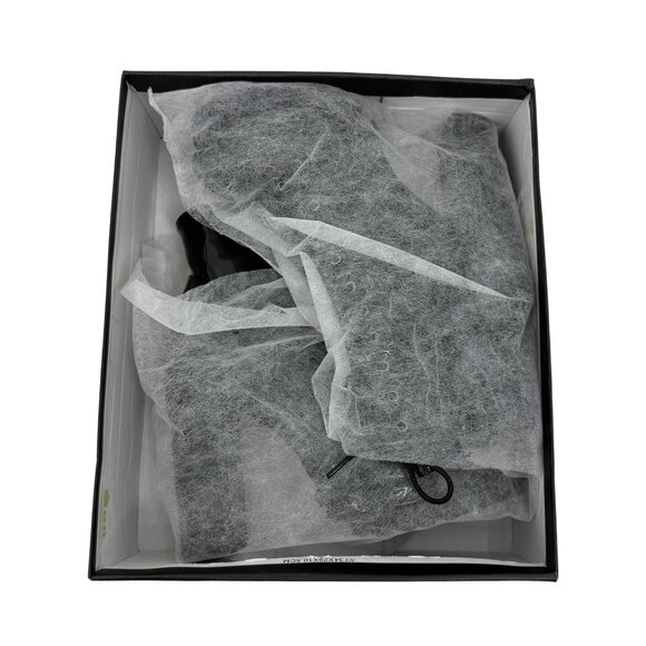 Black Faux Patent Leather Lug Sole Edgy Sexy Baddie Platform Heel Boots 10 - Picture 15 of 16